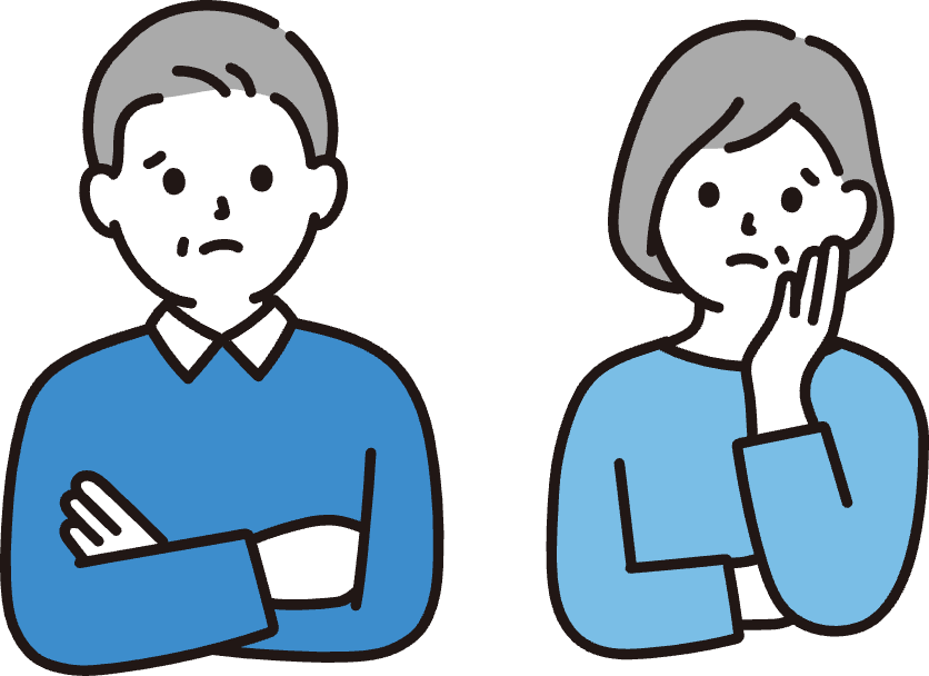 悩む50代の男女のイラスト