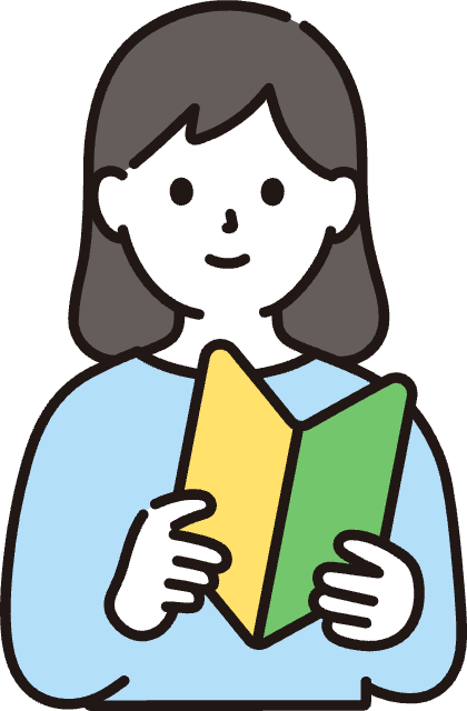 初心者マークを持っている女性のイラスト